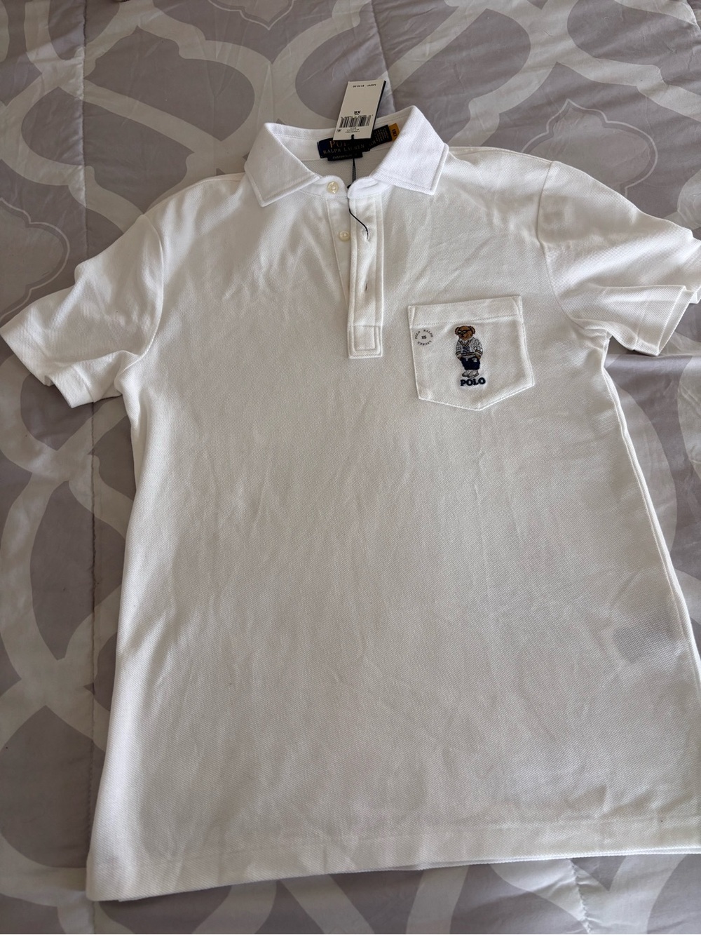 Polo Ralph Lauren Classic Fit Mesh Polo Shirt XS White w/ POLO Bear $148  NWT